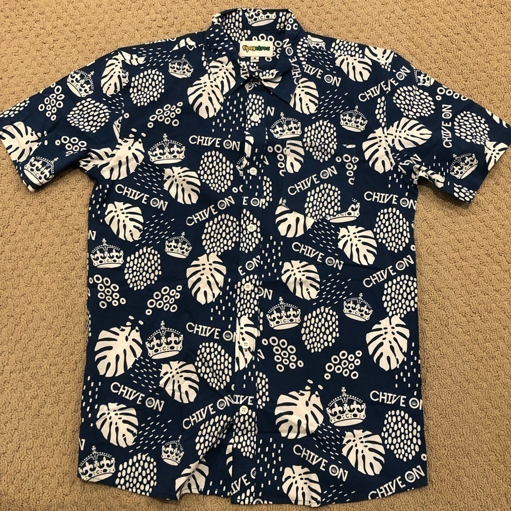 Tipsy Elves Chive On button up shirt.